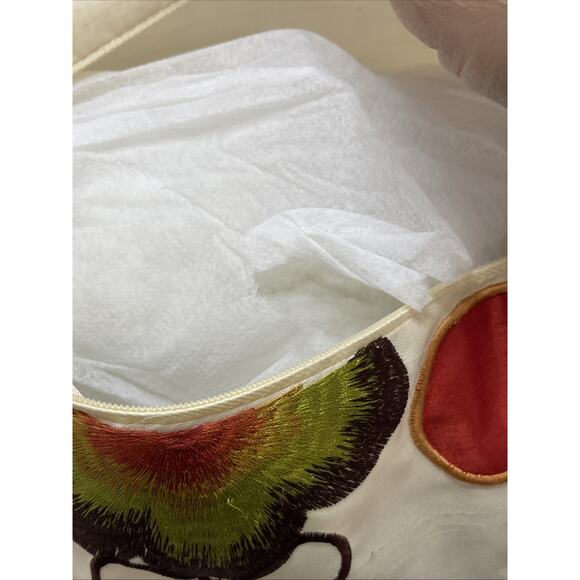 Pier One Throw Pillow w/ Insert Floral Design Embroidered 16x16 Zipper Cheery - Picture 7 of 7